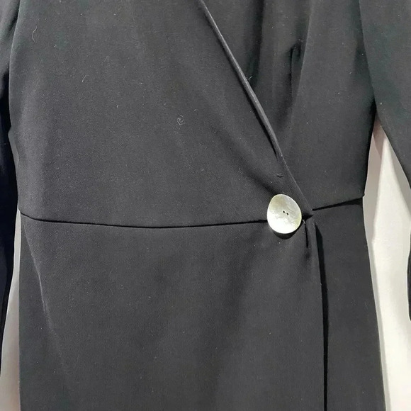 MNG MANGO Women's Black Capiz Button Wrap Dress EUR S USA 4 back zip S - Picture 3 of 10